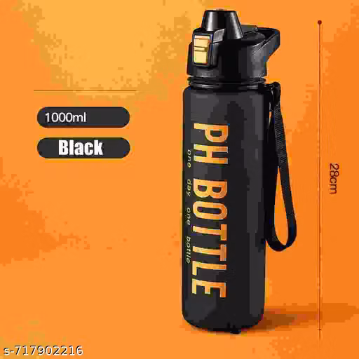 (Pack of 1) Black Matte Premium Leakproof Sports Water Bottle for Gym, Office & Travel (1000ml)
