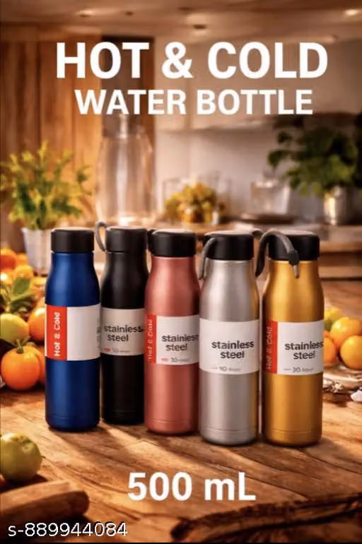Pack of 4, Flask, Double Wall Insulated, Leak-Proof, BPA Free, 24 Hr Hot and Cold Water Bottle, Perfect for Office, Travel, Sports, and Home, 304 Food Grade (कोई भी 4 भेजी जाएगी)
