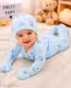 Newborn Baby Cotton Full Sleeve Printed Night Suit Set with Cap and AccessoriesBaby Boys & Girls Cotton Printed Clothing Set with Cap, Mittens & Booties
