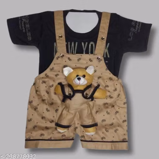 Teddy Bear New Born Baby Boy And Baby Girl Dungaree Dress Clothes Set For Baby Girl And Baby Boy