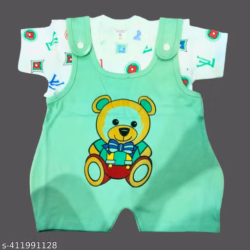 Bear Print Dungaree For Kids