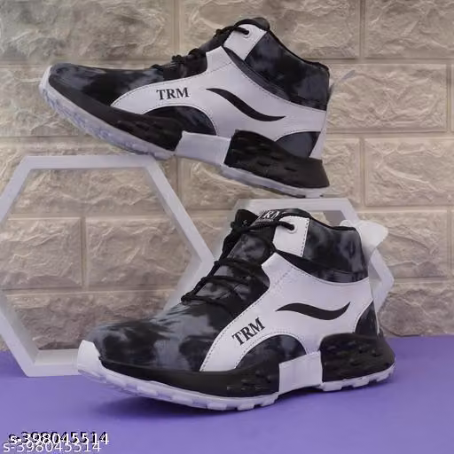 TRM Casual Lace-Ups High TRM For Men (Black) Casuals For Men (Black) White