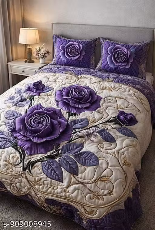 Luxury Flower Design Bedsheet 90×100 Inch | Premium Double Bed Bedsheet for Modern Bedroom