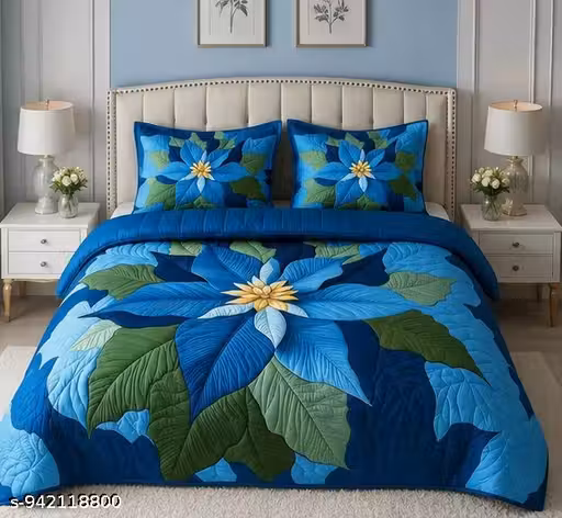 Designer 7D Double Bedsheet 90x100 Inch | Soft Microfiber Floral Printed Bedsheet Set