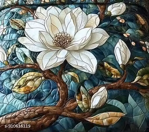 King Size Quilted Bedspread with Pillow Covers | Multicolor Floral Bedding Set 90x100 Inch