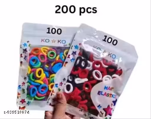 Premium Hair Rubber Bands | Soft & Stretchable Hair Elastics | Pack of 200 pcs