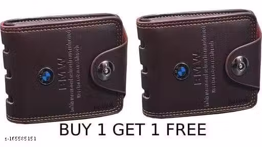 Sonrisa Trendy Men Brown leather Wallets(BMW walllet) pack of 2