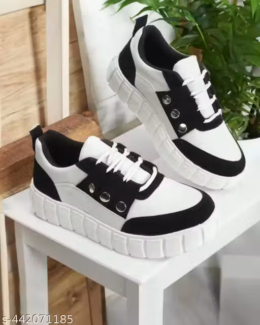 Black Ring Casual Sneakers for Women | Trendy Platform Shoes
