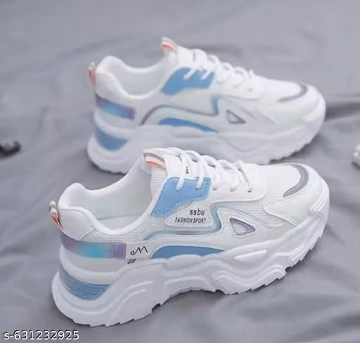 White Blue Sky Casual Sneakers for Women | Trendy Platform Shoes