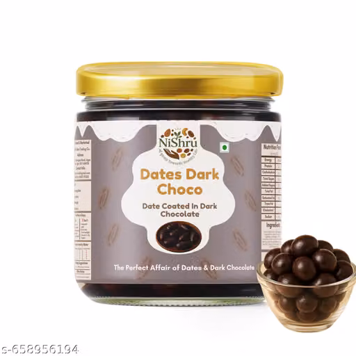 NISHRU Dates Dark Choco Almond 150g | Dark Chocolate Coated Khajoor