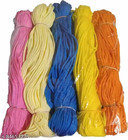 Macrame set of five in multicolor Orange, yellow, cream ,pink, blue
