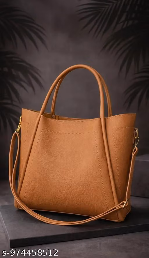 Large Faux Leather Tote Handbag, Beige Shoulder Bag with Detachable Strap, Classic Design for Women
