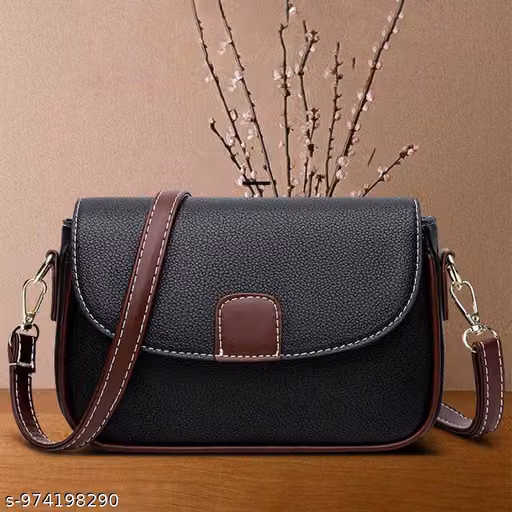 Black Brown PU Leather Sling Bag for Women | Stylish Crossbody Shoulder Purse