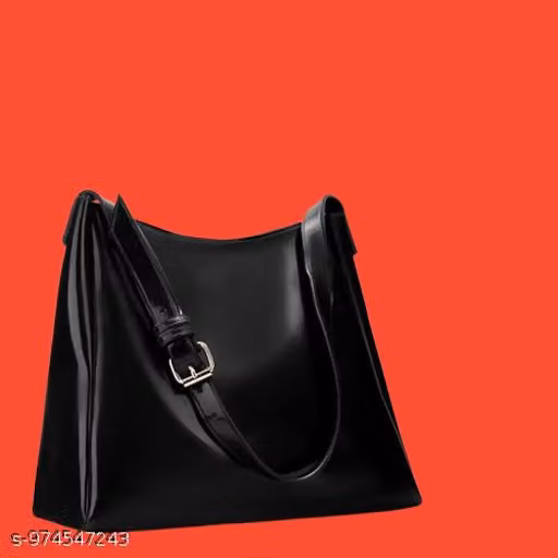 Women Glossy Black Shoulder Sling Bag | Stylish Leather Look Handbag for Women
