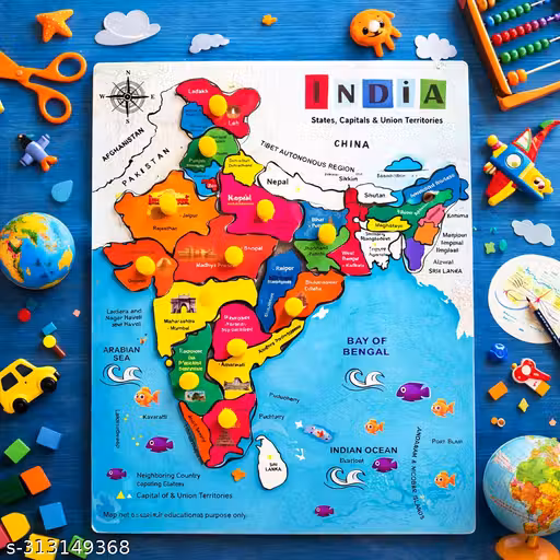 Indian Mapology Wooden Puzzle | India Map States & Capitals Learning Toy