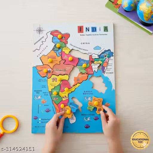 Wooden India Map Puzzle | States & Capitals Learning Toy for Kids