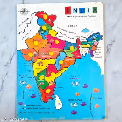 India Map Learning Board | Wooden States & Capitals Puzzle for Kids