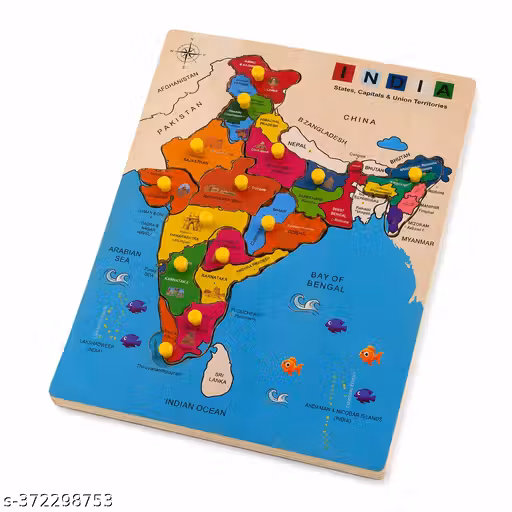 Wooden India Map Puzzle | States & Capitals Learning Toy for Kids