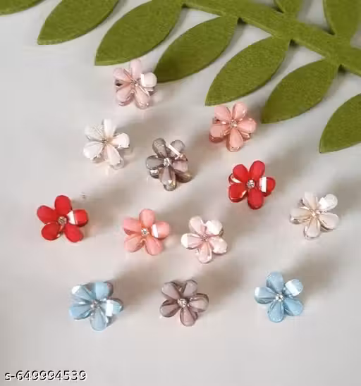 RASHA Korean Cute Glossy Multicolor Flower Hair Clip Clutcher for Girls Pack of 12 Hair Claw (Multicolor)