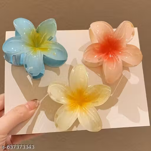 Rasha Flower Hawaiian Hair Claw Clips for Thick Hair Girls and Women Pack of 3