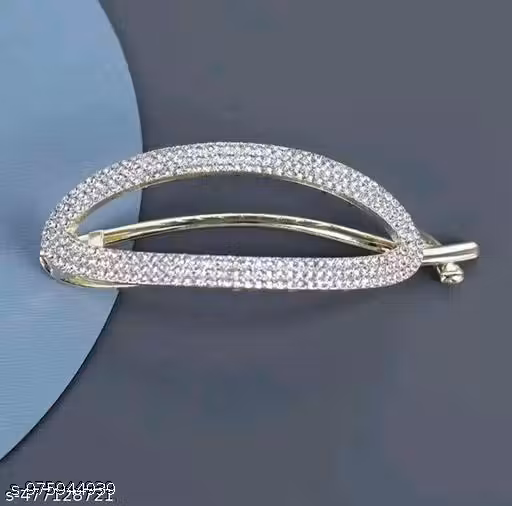 RASHA Hair claw rhinestone metal banana golden clip pack of 1