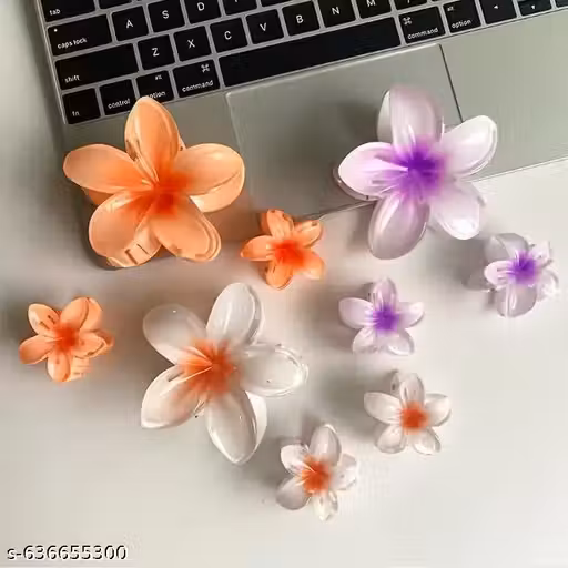 RASHA Floral Styles Hair Accessories 9 pcs Women's Flower Hair Clips Set - 3 Large and 6 Small, Aayra hair claw for women and girls