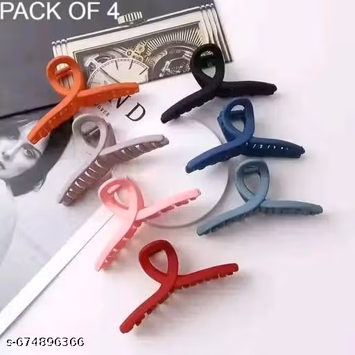 RASHA 4 Piece Large Hair Claw Clips Nonslip Hair Jaw Clamp Strong Hold Matte Butterfly T Shape Hair Styling Accessories for Women Girls Thin Thick Fine Hair