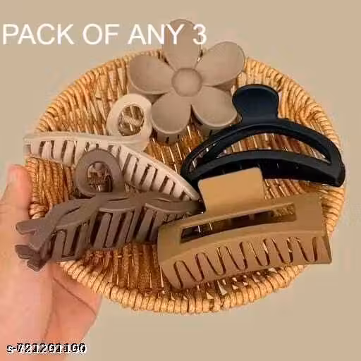 RASHA Pack of 3 Matte hair claw clip for women and girls
