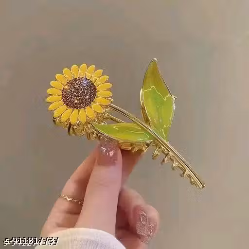RASHA Sunflower Pattern Hair clip - Vibrant Metal Hair Claw, Cheerful Floral Accessories for Women, Perfect for Daily Brightness and Special Occassions