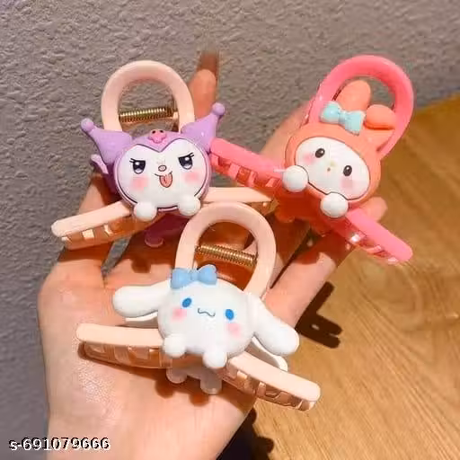 RASHA soft cartoon design hair claw for women and girls pack of 3