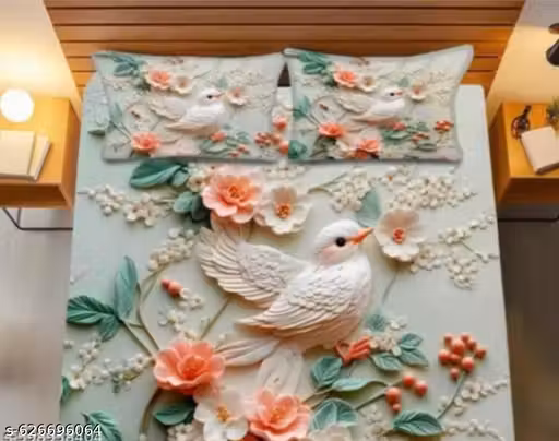 7D Super Soft Touch Double Bedsheet with 2 Pillow Covers – Bird Design
