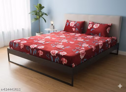 New trending Winter woolen velvet All around elastic Fitted Double Bedsheet with two pillow cover and Single with one pillow cover in Zipper pocket pillow