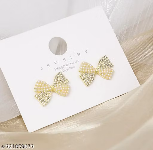 Elegant Pearl Bow Stud Earrings for Women