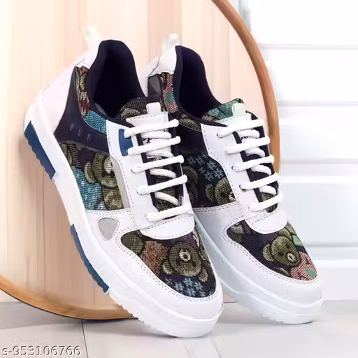 ShoesInn Men's Floral Print Casual Sneakers | Stylish Lace-Up Lightweight Shoes for Men