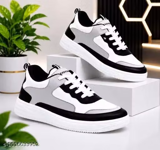 ShoesInn Men's Grey Casual Sneakers | Lightweight Lace-Up Walking & Daily Wear Shoes for Men