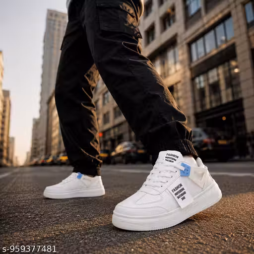 ShoesInn Men's White Casual Sneakers | Lightweight Lace-Up Daily Wear Shoes for Men