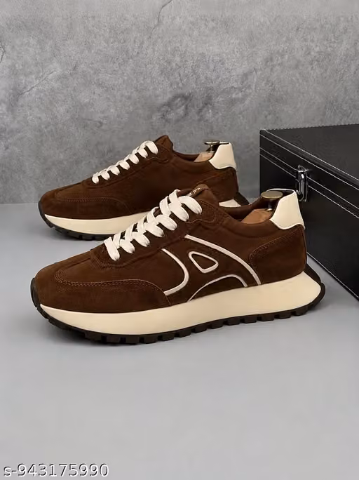 ShoesInn Men's Brown Casual Shoes | Lightweight Lace-Up Daily Wear Sneakers for Men