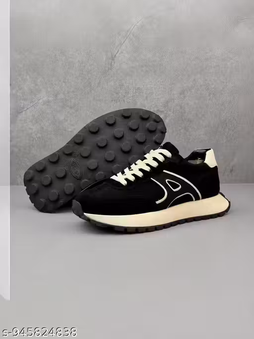 Trendy Men Black Lace-Up Casual Shoes