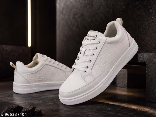 ShoesInn Men White Chunky Platform Sneakers