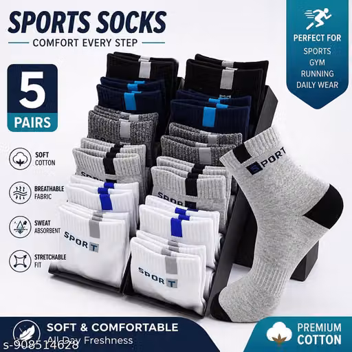 Pack of 5 daily wear ankle length cotton socks