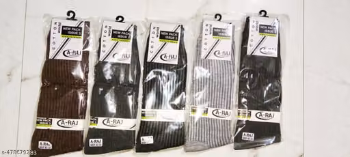 Men's Woolen Calf Length Solid Thick Terry Winter Wear Socks (Multicolor, Free Size) - Combo Pack of 5 Pairs