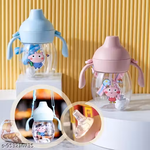 Multicolour BPA FREE Baby Sipper Cup with Straw & Handles | Leak-Proof Toddler Drinking Bottle | BPA-Free Training Cup for Kids | Cute Cartoon Design Feeding Bottle