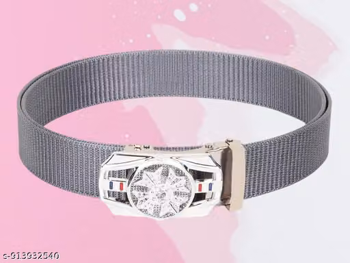 SPR FASHION HUB Men’s Nylon Grey Silver Auto Lock Buckle Belt (Waist Size 26 to 34)