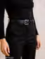 SPR FASHION HUB Women’s Black Nylon Double Ring Buckle Belt (Size