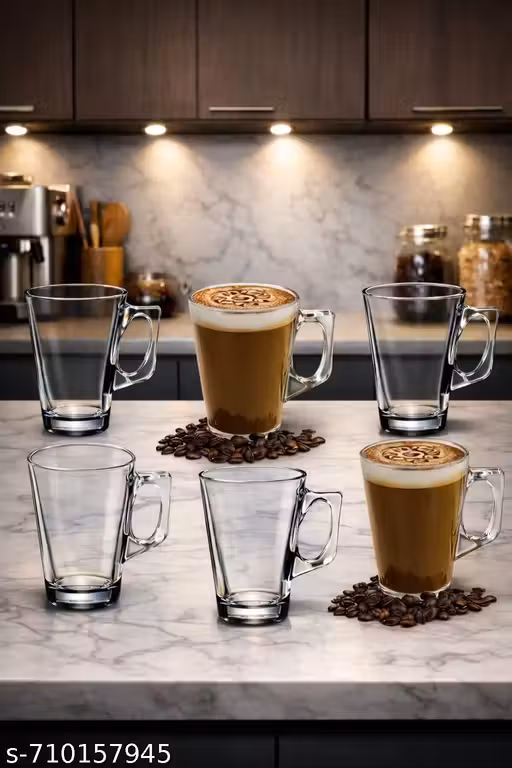 set of 6 Glass Tea Cups and Coffee Cups | Transparent | 130ml Set of 6