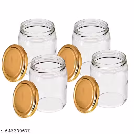 Glass Jar Container, with Air Tight Lid, Multipurpose Storage Jars, Capacity-550 ML, (Pack of 6Pieces - Clear)