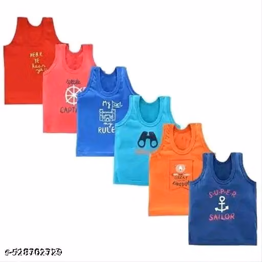 6pcs URBAN Cotton Sando Kids vest Pure Cotton Printed Baby Vest, children vest Undershirts Innerwear Baniyan for Boys & Girls