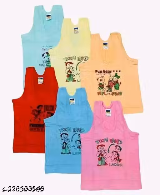 6pcs URBAN Cotton Sando Kids vest Pure Cotton Printed Baby Vest, children vest Undershirts Innerwear Baniyan for Boys & Girls