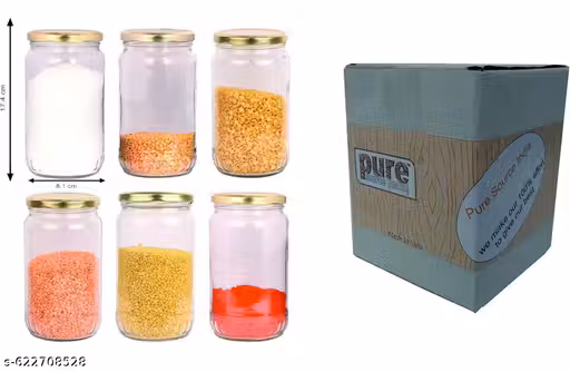 Prajwal store India Glass Jar, 550g, Clear(Set of 6) 59% off