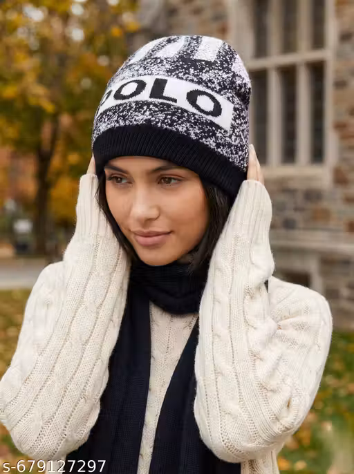 Premium Woolen Winter Beanie Cap for Men & Women | Warm Knit POLO Cap